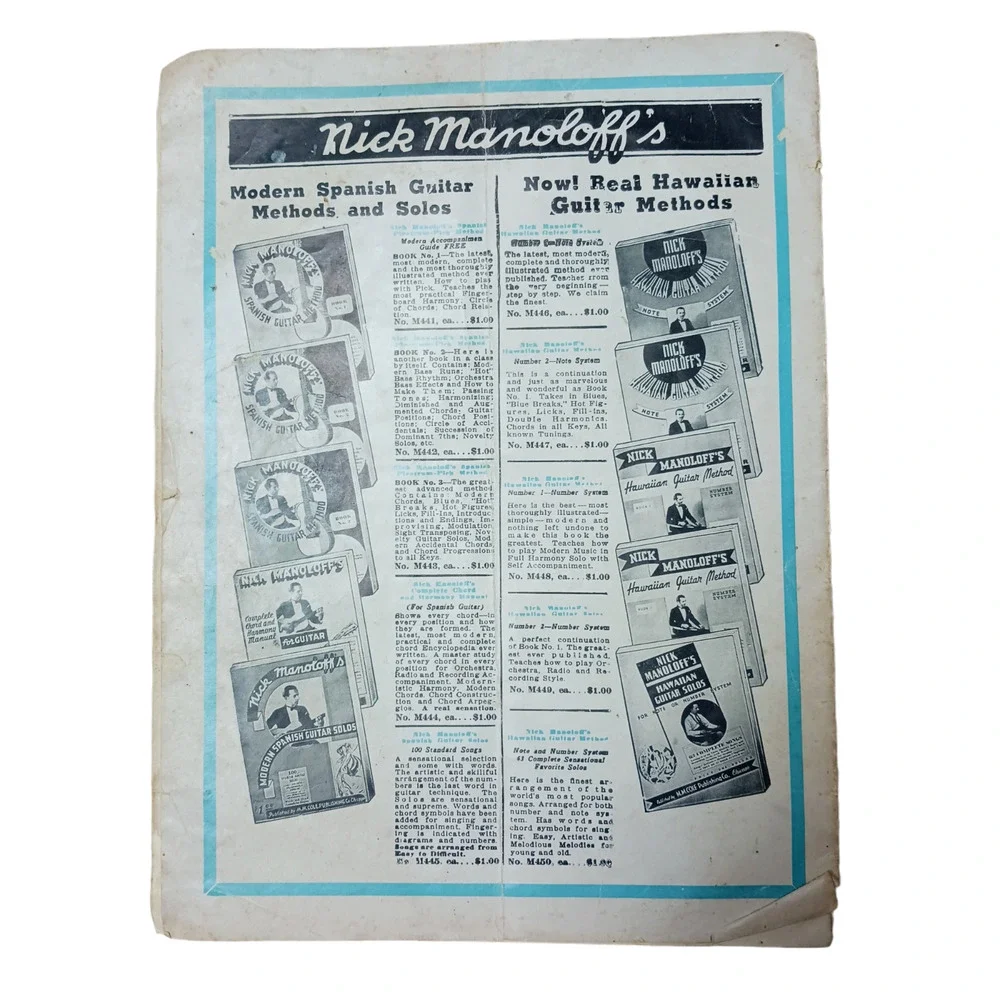 Vintage 1938 Modern Spanish Guitar Method Instruction Collectible Song Book